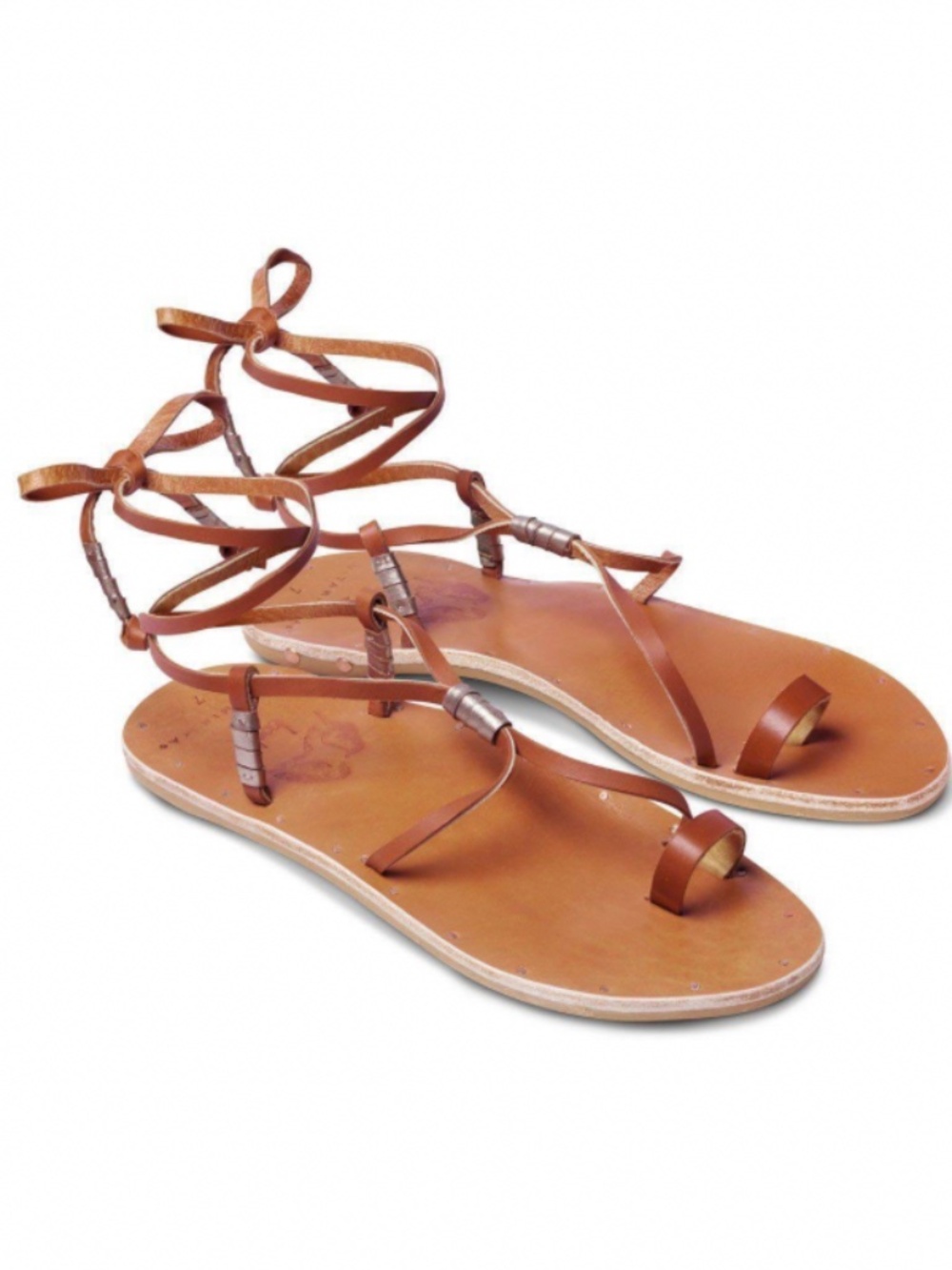 VITAMIN A + BEEK Gladiator Ankle/Leg Wrap Sandal Tan Size 9 - Picture 2 of 7